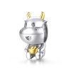 Charm Dois tons Vaca da sorte estilo Pandora - SCC1709 Charm Dois tons Vaca da sorte estilo Pandora - SCC1709