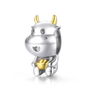 Charm Dois tons Vaca da sorte estilo Pandora - SCC1709