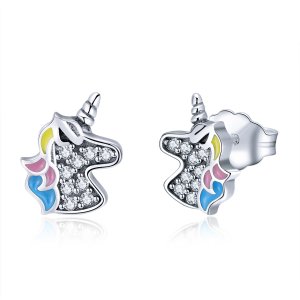 Brincos Petit Memória de Unicórnio estilo Pandora - SCE426 Brincos Petit Memória de Unicórnio estilo Pandora - SCE426