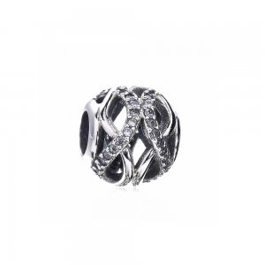 Charm Pandora de prata Galáxia cintilante a céu aberto