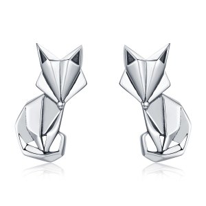 Brincos Petit Raposa Origami estilo Pandora - SCE526