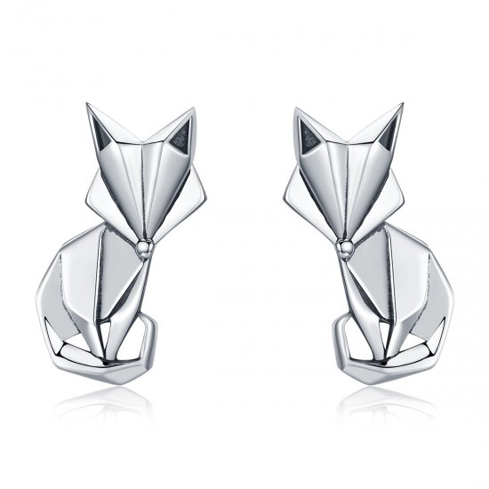 Brincos Petit Raposa Origami estilo Pandora - SCE526  Clique na imagem para fechar