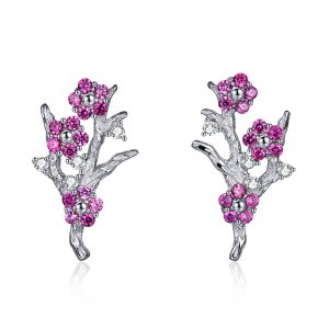 Brincos Petit Flor de pêssego estilo Pandora - BSE040 Brincos Petit Flor de pêssego estilo Pandora - BSE040