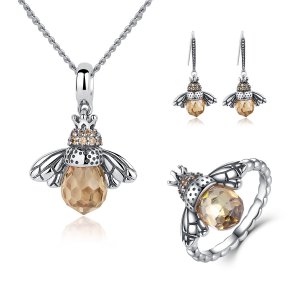 Conjunto de joias Dois tons Abelha estilo Pandora - SET006 Conjunto de joias Dois tons Abelha estilo Pandora - SET006