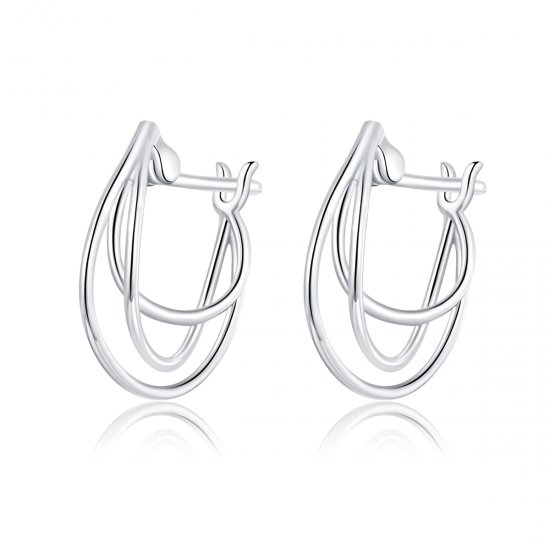 Brinco Argolas Linhas entrelaçadas estilo Pandora - BSE443  Clique na imagem para fechar
