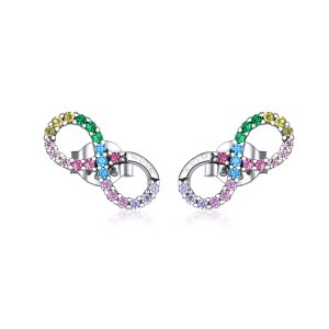 Brincos Petit Símbolo Colorido do Infinito estilo Pandora - SCE893 Brincos Petit Símbolo Colorido do Infinito estilo Pandora - SCE893
