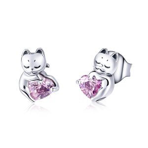 Brincos Petit Gato adorável estilo Pandora - SCE453 Brincos Petit Gato adorável estilo Pandora - SCE453
