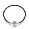 Bracelete Couro gato sortudo estilo Pandora - SCB113 Bracelete Couro gato sortudo estilo Pandora - SCB113