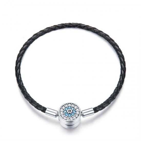 Bracelete Couro gato sortudo estilo Pandora - SCB113  Clique na imagem para fechar