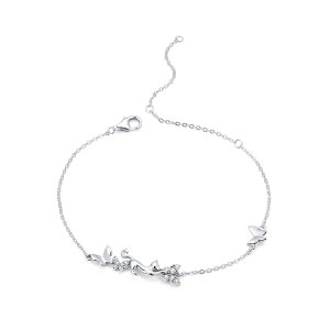 Pulseira Gato e borboletas estilo Pandora - SCB195 Pulseira Gato e borboletas estilo Pandora - SCB195