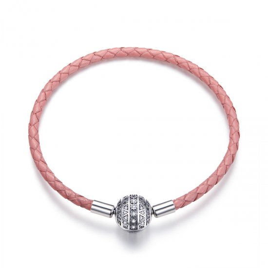 Bracelete Couro Emoção feminina estilo Pandora - SCB114  Clique na imagem para fechar