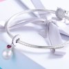 Charm Pendente Contas E Corações Brancos estilo Pandora - SCC782