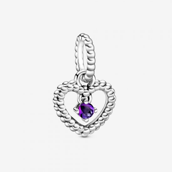 Charm Pendente Coração Esferas Roxo - Mês De Fevereiro - 798854C03  Clique na imagem para fechar