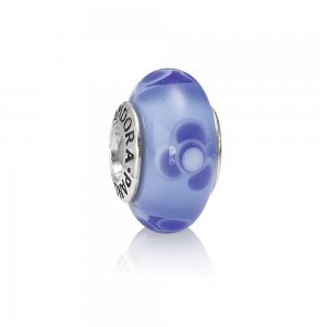 Charm PANDORA de Prata e Murano Azul Flores para Você - 790644