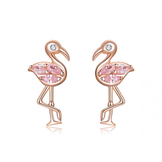 Brincos Petit Flamingos estilo Pandora Rose - BSE120  Clique na imagem para fechar