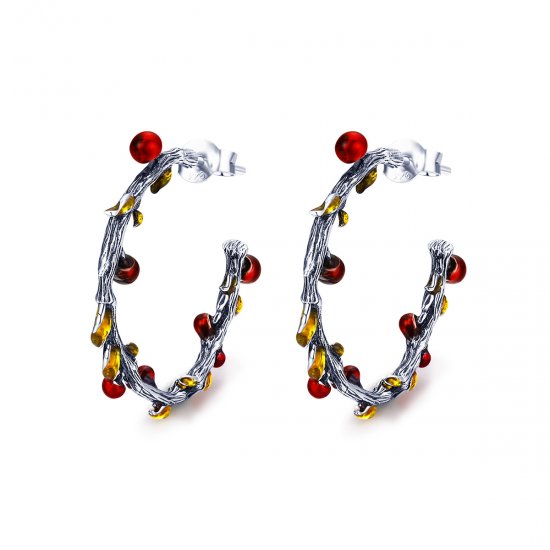 Brinco Argolas Cor do outono estilo Pandora - SCE443  Clique na imagem para fechar