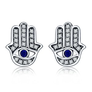 Brincos Petit Mão Hamsa estilo Pandora - SCE389 Brincos Petit Mão Hamsa estilo Pandora - SCE389