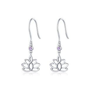 Brinco Flores de Lótus Elegantes estilo Pandora - BSE451 Brinco Flores de Lótus Elegantes estilo Pandora - BSE451