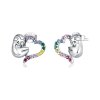 Brincos Petit Preguiça em Forma de Coração estilo Pandora - SCE885 Brincos Petit Preguiça em Forma de Coração estilo Pandora - SCE885