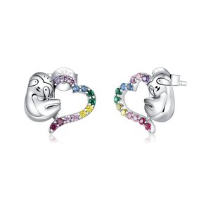 Brincos Petit Preguiça em Forma de Coração estilo Pandora - SCE885