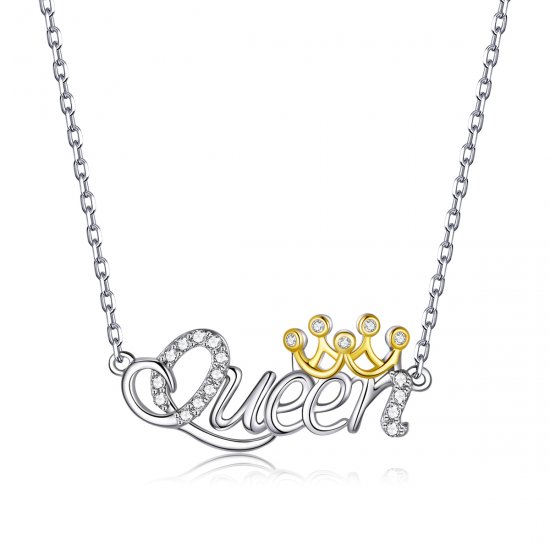 Colar Dois tons rainha estilo Pandora - SCN435  Clique na imagem para fechar