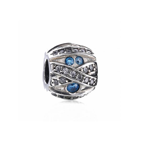 Charm berloques Pandora de prata Pedra azul  Clique na imagem para fechar