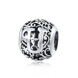 Charm Flores com orifícios, letra U estilo Pandora - SCC1444-U