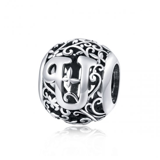 Charm Flores com orifícios, letra U estilo Pandora - SCC1444-U  Clique na imagem para fechar