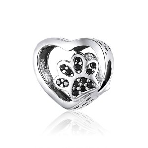 Charm Marca de pata de animais de estimação estilo Pandora - SCC1191-BK Charm Marca de pata de animais de estimação estilo Pandora - SCC1191-BK