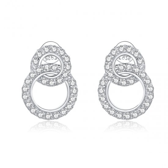Brincos Petit Dazzling Double Rings estilo Pandora - BSE388  Clique na imagem para fechar