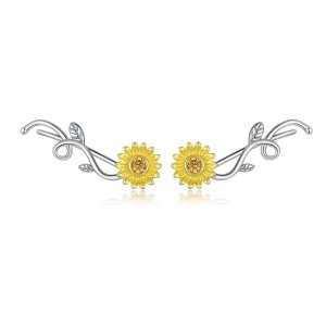 Brincos Petit Dois tons Margarida Fresca estilo Pandora - BSE394