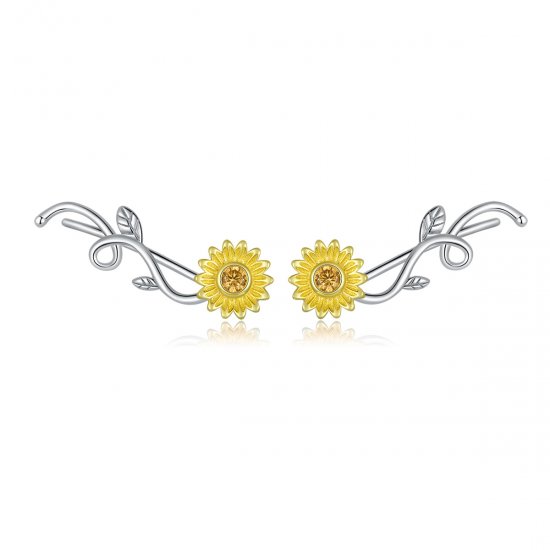 Brincos Petit Dois tons Margarida Fresca estilo Pandora - BSE394  Clique na imagem para fechar