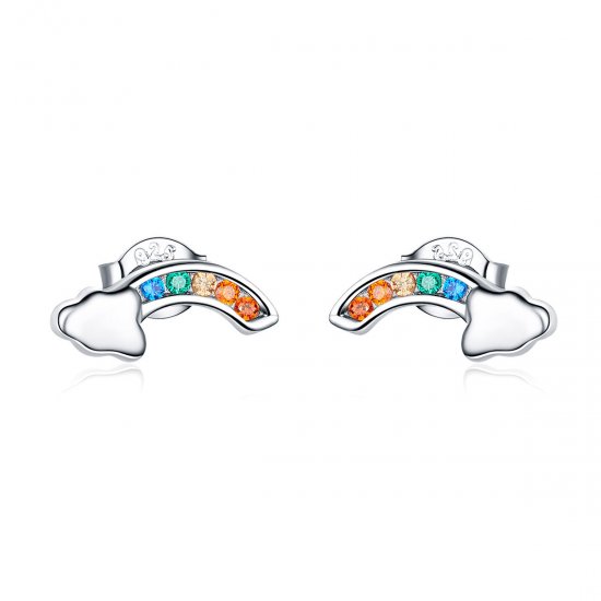 Brincos Petit Ponte de Arco-Íris estilo Pandora - SCE500  Clique na imagem para fechar