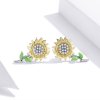 Brincos Petit Dois tons Girassol estilo Pandora - SCE919