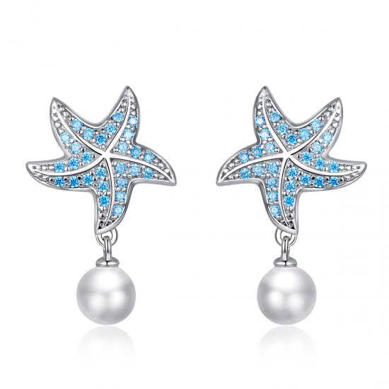 Brincos Petit Estrela do mar com pérolas estilo Pandora - BSE405  Clique na imagem para fechar
