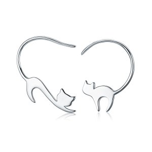 Brincos Petit Gatinho travesso estilo Pandora - SCE073 Brincos Petit Gatinho travesso estilo Pandora - SCE073