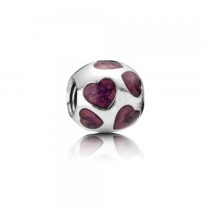 Charm PANDORA de Prata Esmaltado Mini Corações Roxos - 790543EN21