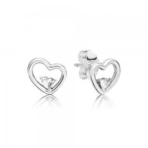 Brincos PANDORA Asymmetric Hearts of Love - 297813CZ - Brincos PANDORA