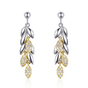 Brinco Dois tons Espiga De Trigo estilo Pandora - BSE025