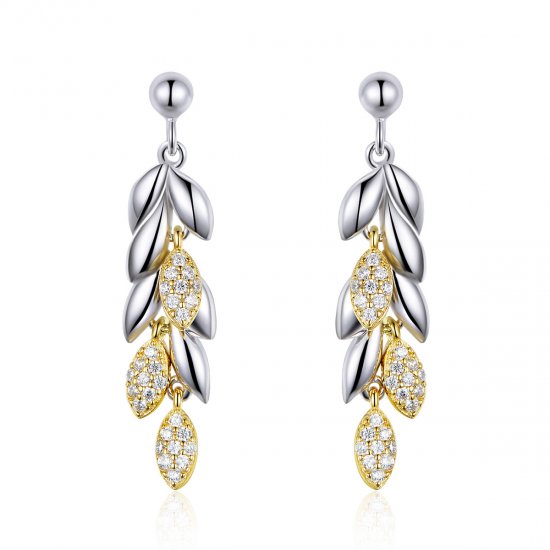 Brinco Dois tons Espiga De Trigo estilo Pandora - BSE025  Clique na imagem para fechar