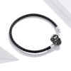 Bracelete Couro Cruz Moderno estilo Pandora - SCB205