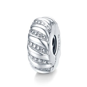 Clipe De Prata Textura Simples estilo Pandora - BSC278 Clipe De Prata Textura Simples estilo Pandora - BSC278