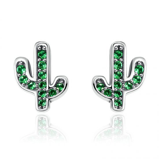 Brincos Petit Cacto Fresco estilo Pandora - SCE097  Clique na imagem para fechar