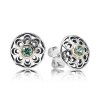 Silver stud earring with 14k and green synthetic spinel - 290542SSG Silver stud earring with 14k and green synthetic spinel - 290542SSG