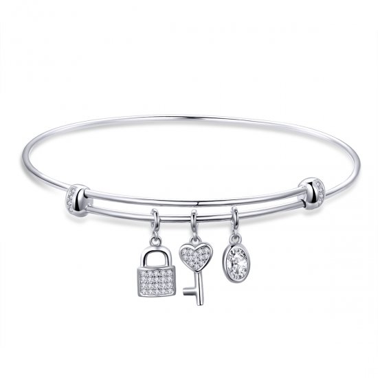 Bracelete estilo Pandora Rígido interessante promessa - SCB119  Clique na imagem para fechar