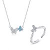 Conjunto de joias Dois tons Borboleta estilo Pandora - SET007 Conjunto de joias Dois tons Borboleta estilo Pandora - SET007