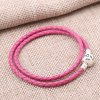 Bracelete PANDORA De Couro Rosa Dupla Com O Fecho