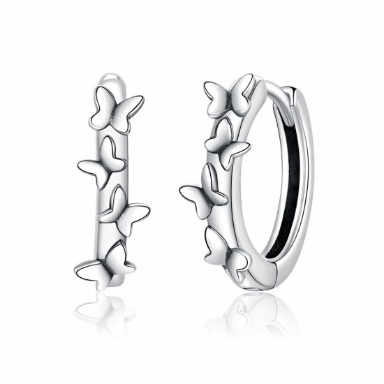 Brinco Argolas Butterfiles elegantes estilo Pandora - SCE927  Clique na imagem para fechar