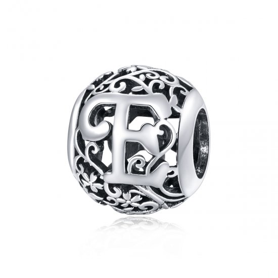 Charm Flores com orifícios, letra E estilo Pandora - SCC1444-E  Clique na imagem para fechar