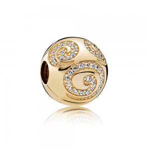 Charm Clipe Pandora de Ouro Disney, Redemoinho de ouro de Mickey Mouse Charm Clipe Pandora de Ouro Disney, Redemoinho de ouro de Mickey Mouse